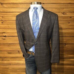 Cody James The Kentucky Western Sport Coat Casual Jacket Size 44R Plaid Brown